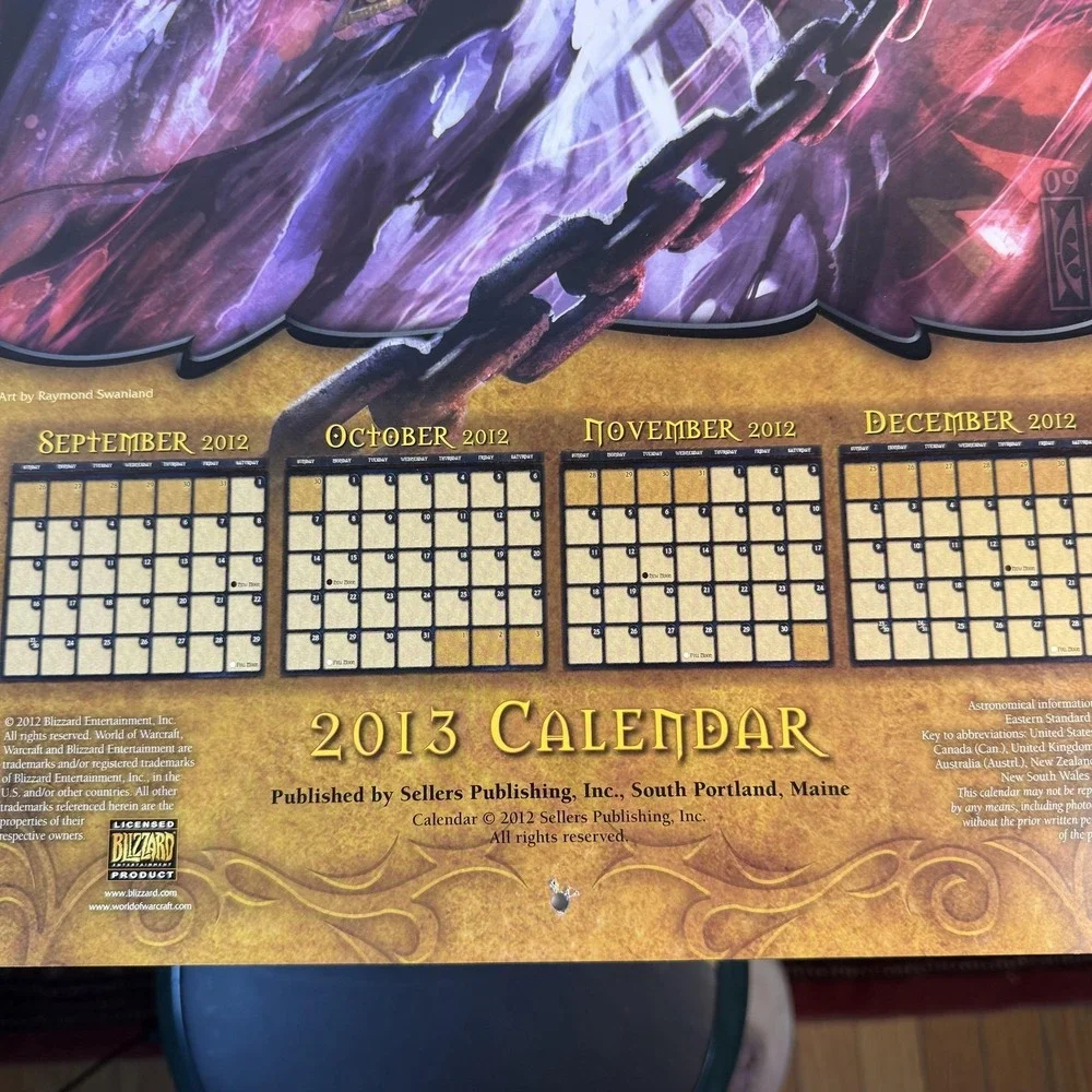 World Of Warcraft 2013 16 Month Wall Calendar‎ Blizzard Deathwing Lich King